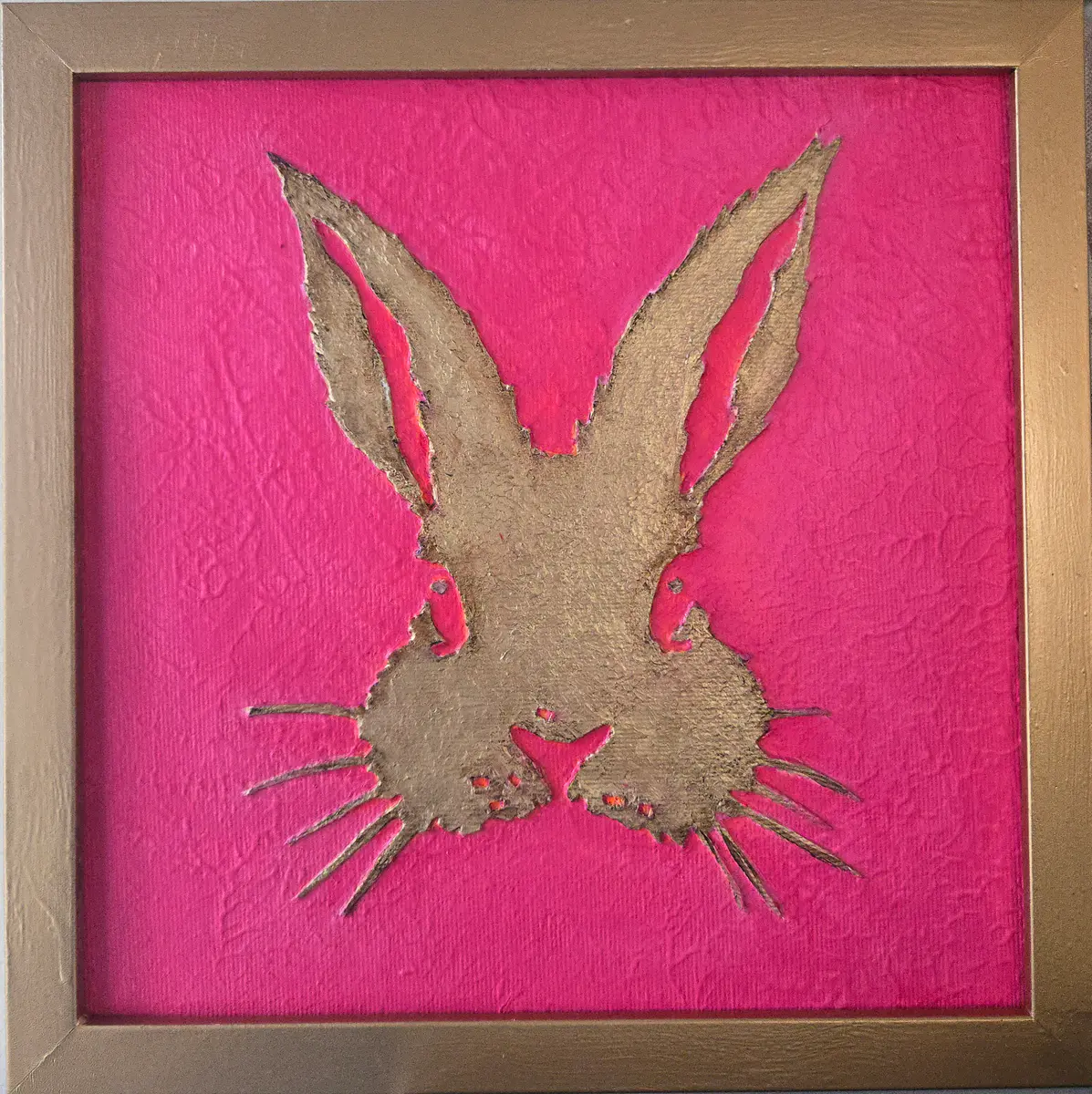 Haren i Guld mot Rosa Bakgrund - Akryl - 30×30 cm av Lana Blink