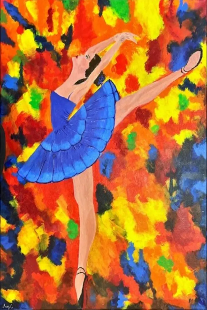 Rhythms of Fire – av Mary G. - Akryl - Abstract - 50×70 cm av Mary G