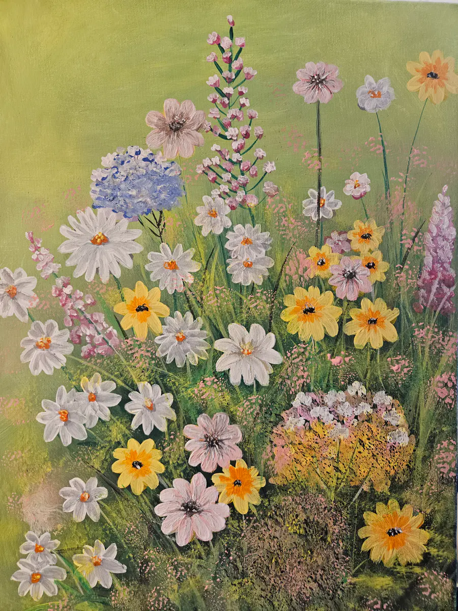 Sommaräng i Full Blom - Akryl - Realism - 30×40 cm av Stefani Miletic