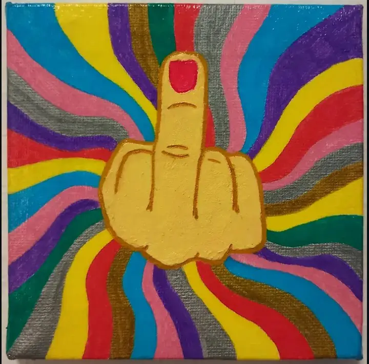 Vänliga hälsningar - Akryl - Pop Art - 13×13 cm av INA